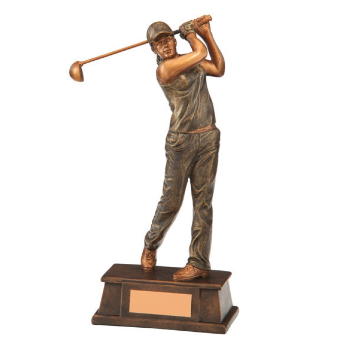 CLASSICAL FEMALE GOLF FIGURE AWARD - 2 SIZES - 16CM TO 19CM